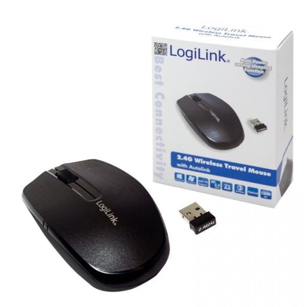 Logilink 2.4 GHz Mini Optical Draadloos Muis, 1200 dpi,BLACK (KBM-ID0114)
