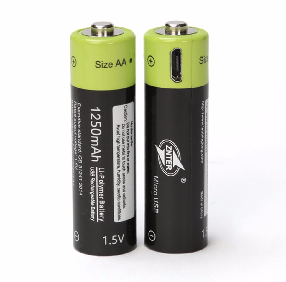 Overzicht Horizontaal zwak ZNTER AA Oplaadbare Batterij 1.5 V 2A 1250 mAh USB Opladen Lithium Batterij  met Micro Usb-kabel 2 Stks/set | MacTurn