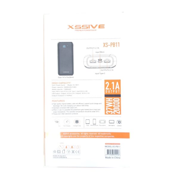 XSSIVE 20000mAh Power Bank Portable Oplader met Micro USB kabel - XSPB11