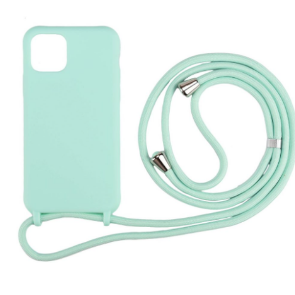 iPhone 11 Anti Shock Hoesje Back Cover met Koord - Zwart/Roze/Groen/Blauw