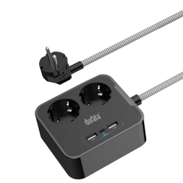 15 Watt Stekkerdoos, Contactdoos met USB-C + 2 USB ingangen 1.60M Snoer, Aan/Uitschakelaar